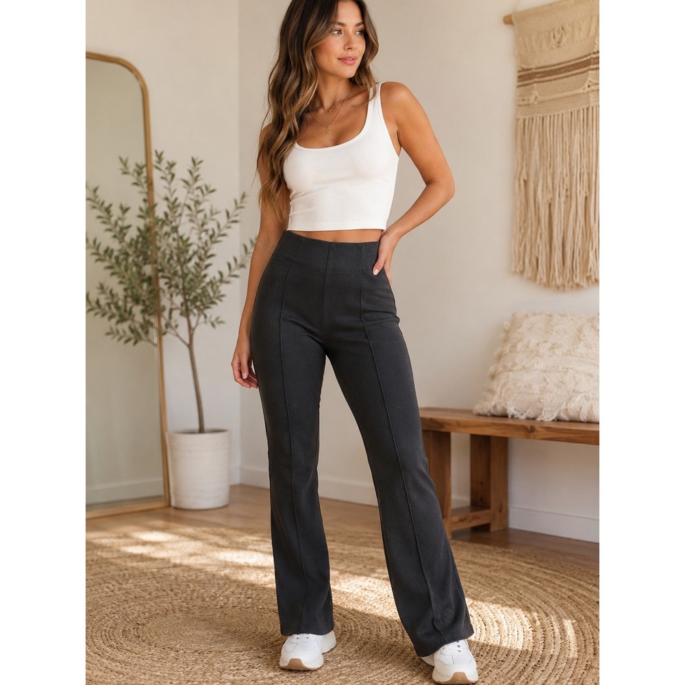 Maeve Anthropologie Black Pintuck Flare Ponte Pants High Rise XS Workwear Office